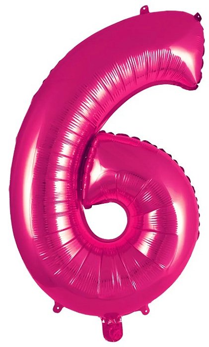 Balão Foil Metalizado Número 6 Pink 32 Polegadas NÃO FLUTUA
