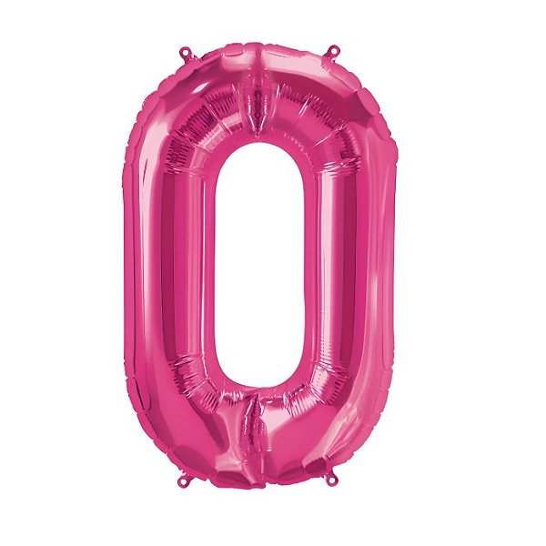 Balão Foil Metalizado Número 0 Pink 32 Polegadas NÃO FLUTUA