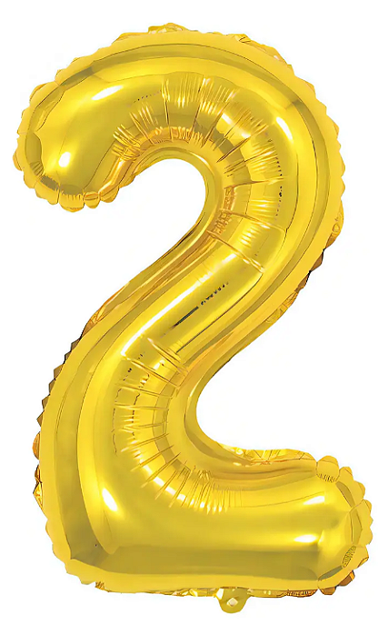 Balão Foil Metalizado Número 2 Dourado 32 Polegadas NÃO FLUTUA