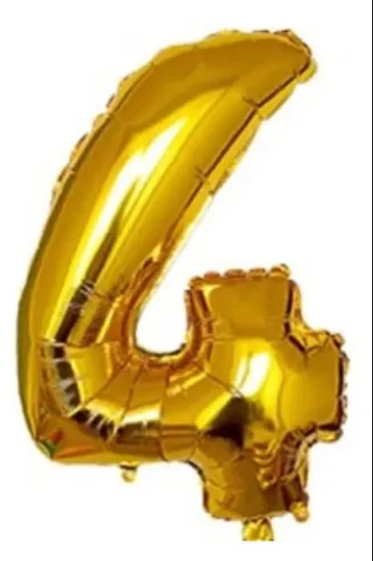 Balão Foil Metalizado Número 4 Dourado 32 Polegadas NÃO FLUTUA