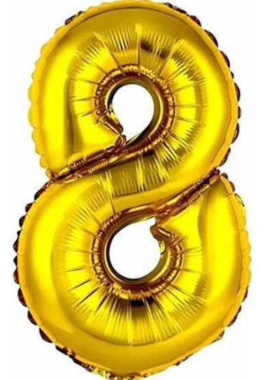 Balão Foil Metalizado Número 8 Dourado 32 Polegadas NÃO FLUTUA