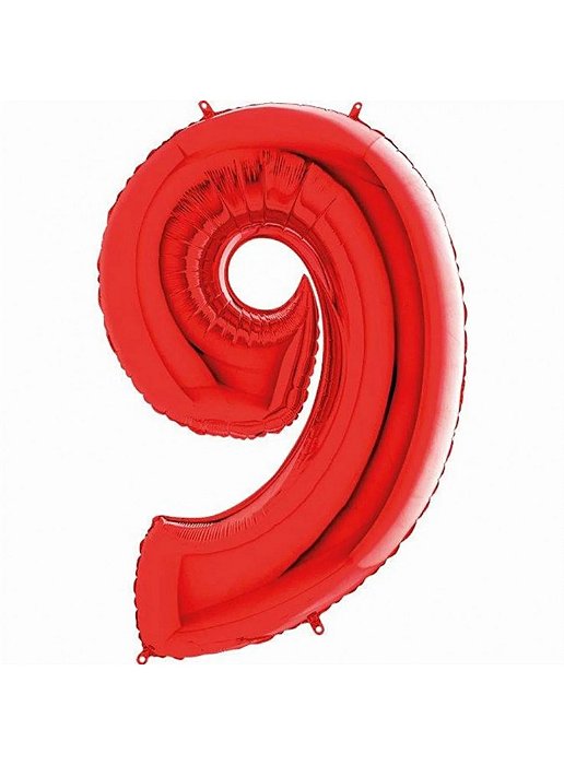 Balão Foil Metalizado Número 9 Vermelho 32 Polegadas NÃO FLUTUA