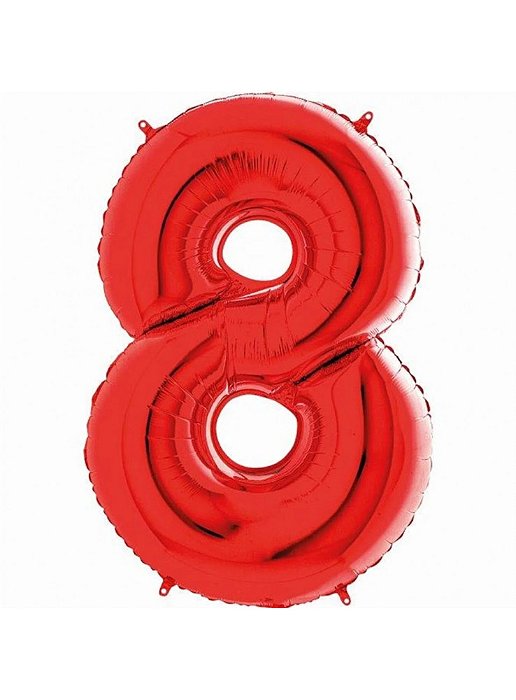 Balão Foil Metalizado Número 8 Vermelho 32 Polegadas NÃO FLUTUA