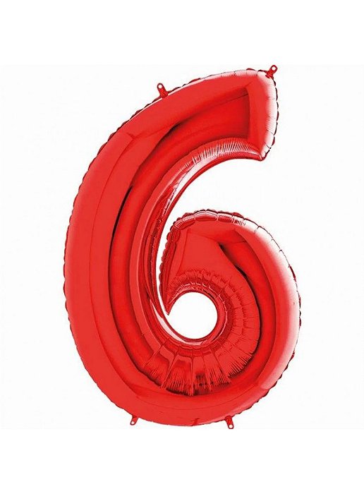 Balão Foil Metalizado Número 6 Vermelho 32 Polegadas NÃO FLUTUA