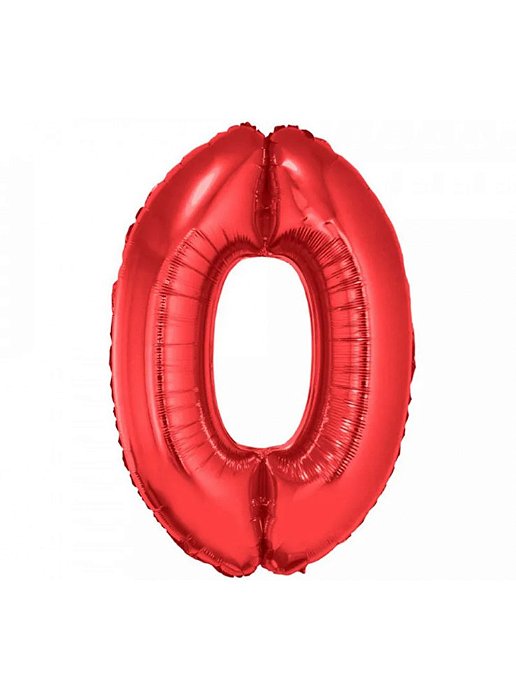 Balão Foil Metalizado Número 0 Vermelho 32 Polegadas NÃO FLUTUA