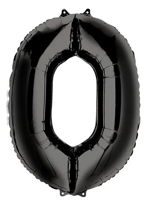 Balão Foil Metalizado Número 0 Preto 32 Polegadas NÃO FLUTUA