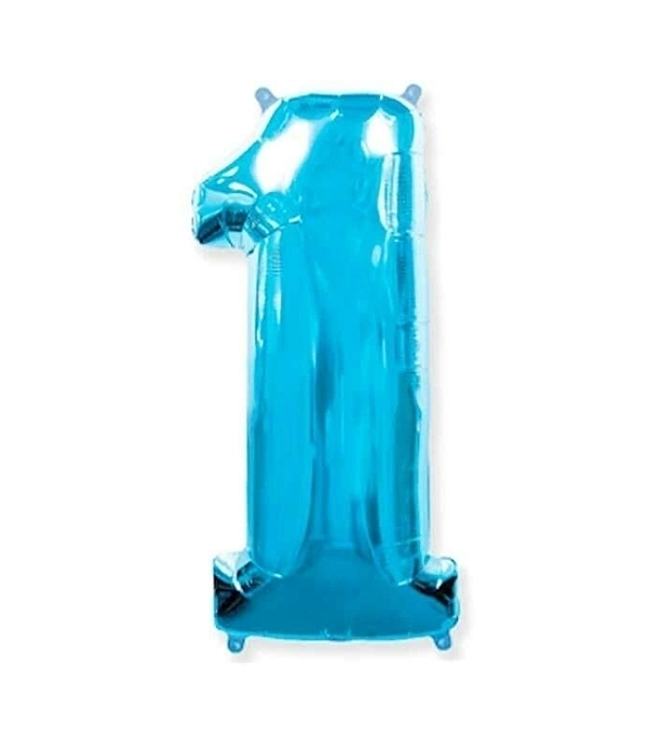 Balão Foil Metalizado Número 1 Azul Claro 32 Polegadas NÃO FLUTUA