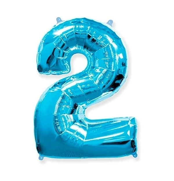 Balão Foil Metalizado Número 2 Azul Claro 32 Polegadas NÃO FLUTUA