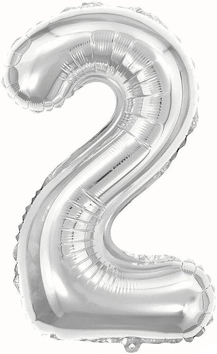 Balão Foil Metalizado Número 2 Prata 32 Polegadas NÃO FLUTUA