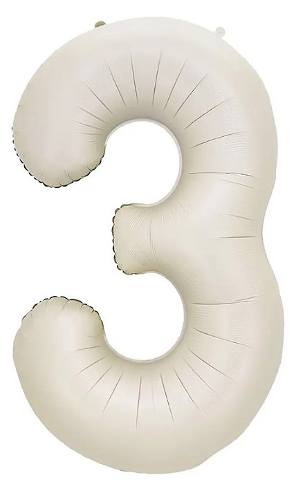 Balão Foil Metalizado Número 3 Creme Nude 32 Polegadas NÃO FLUTUA