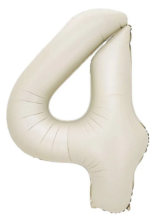 Balão Foil Metalizado Número 4 Creme Nude 32 Polegadas NÃO FLUTUA