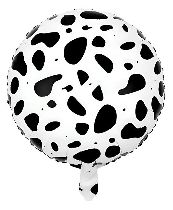 Balão Metalizado Redondo Vaca Malhada 45cm com 1 Unidade