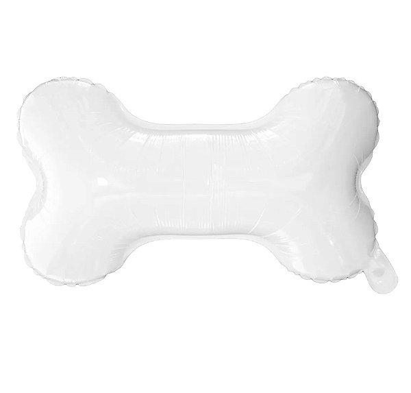 Balão Metalizado Formato Osso Branco 37.5x64cm com 1 Unidade