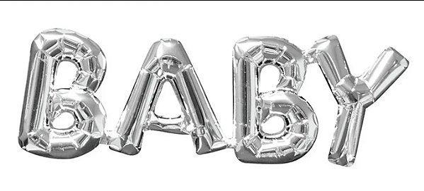 Balão Metalizado Formato Letras Baby Prata 66x22cm com 1 Unidade