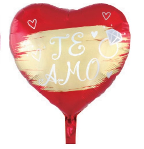 Balão Metalizado Coração Vermelho Te Amo Fundo Pincel 43cm