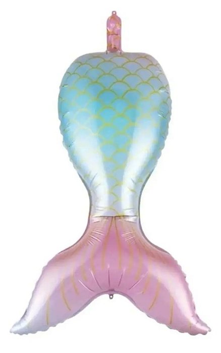 Balão Metalizado Formato Cauda de Sereia 52x85cm com 1 Unidade
