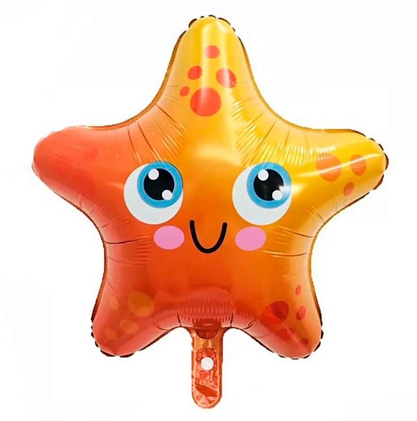 Balão Metalizado Estrela do Mar Laranja 50x56.5cm com 1 Unidade