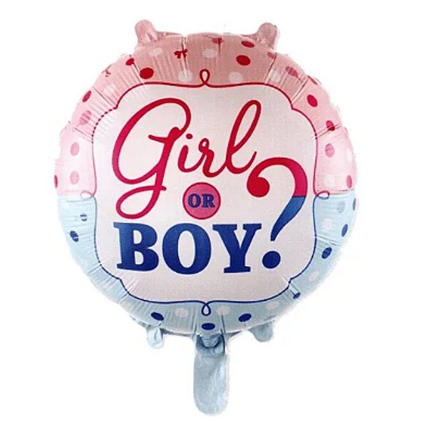 Balão Metalizado Redondo Boy or Girl 18 Polegadas com 1 Unidade