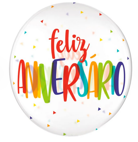 Balão Bolha Estampado Feliz Aniversário Colorido 20 Polegadas com 1 Unidade Cromus