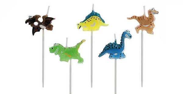 Velas de Dinossauros com 5 Unidades Sortidas - Silver