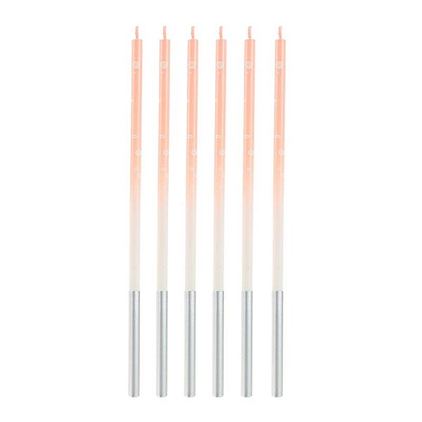 Vela Palito Degrade Rosa 15cm com 6 Un - Silver