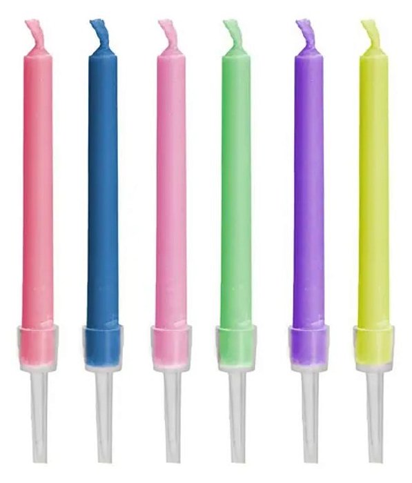 Vela Palito Chama Colorida 8cm com 6 Un - Silver