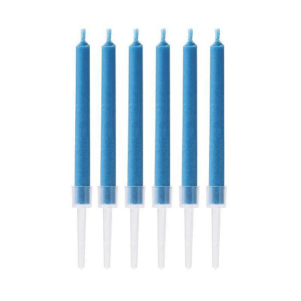 Vela Palito Chama Colorida Azul 8cm com 6 Un - Silver