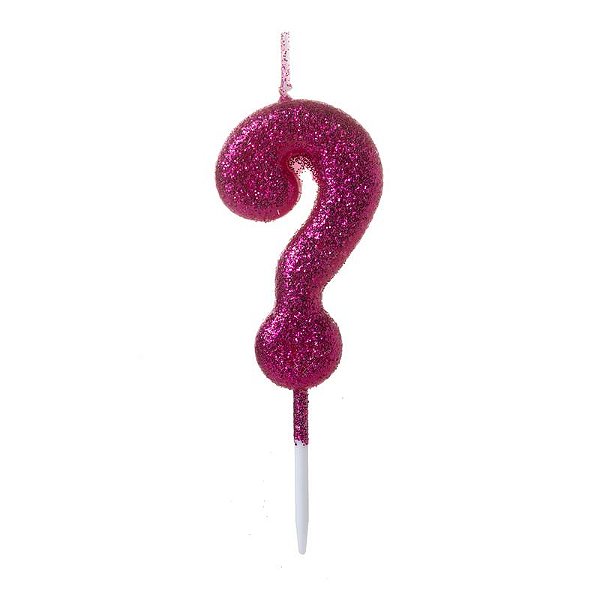 Vela de Aniversário Glitter Pink Pequena Interrogação - Silver