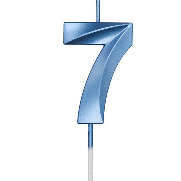 Vela de Aniversário Mini Design Número 7 Azul Metalizado - Silver