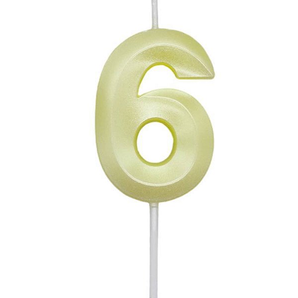 Vela de Aniversário Mini Design Número 6 Amarelo Candy Metalizado - Silver