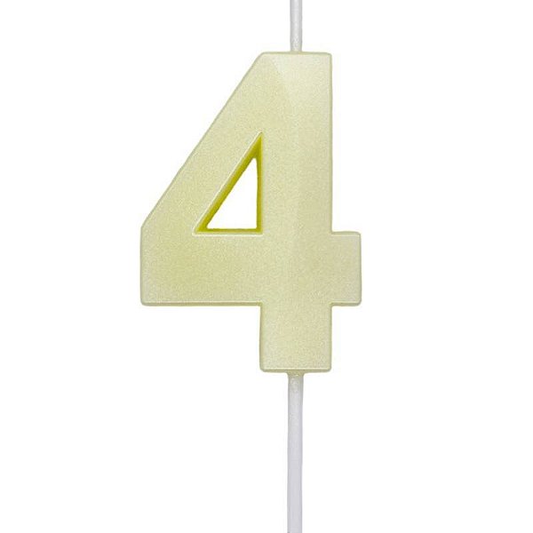 Vela de Aniversário Mini Design Número 4 Amarelo Candy Metalizado - Silver