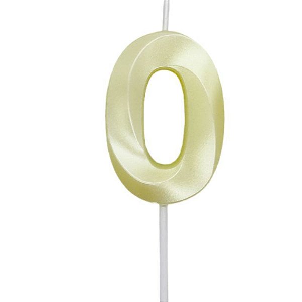 Vela de Aniversário Mini Design Número 0 Amarelo Candy Metalizado - Silver