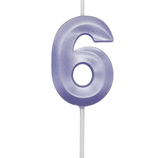 Vela de Aniversário Mini Design Número 6 Lilás Candy Metalizado - Silver