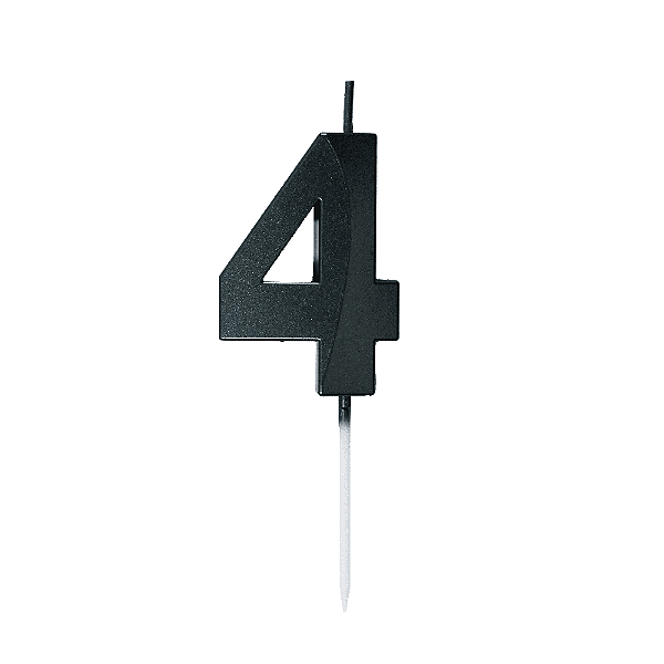 Vela de Aniversário Mini Design Número 4 Preta Metalizado - Silver