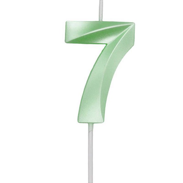 Vela de Aniversário Mini Design Número 7 Verde Candy Metalizado - Silver