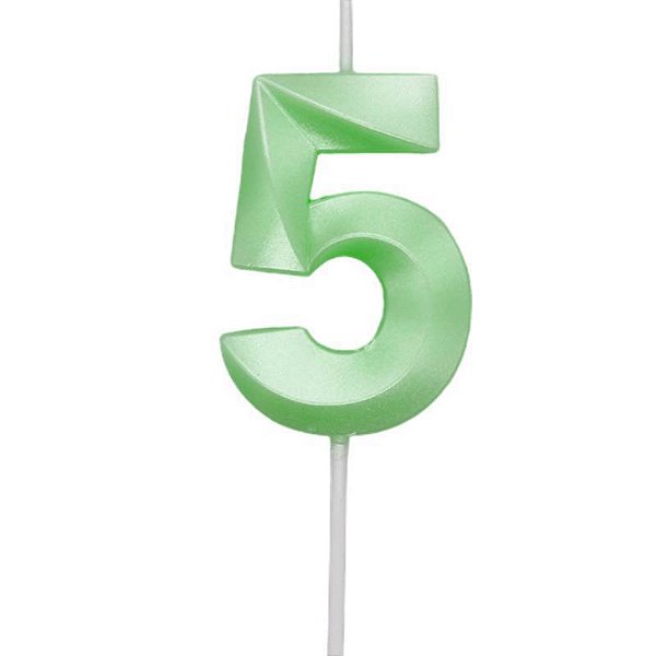 Vela de Aniversário Mini Design Número 5 Verde Candy Metalizado - Silver