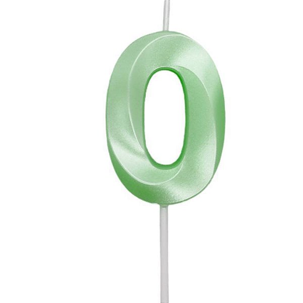 Vela de Aniversário Mini Design Número 0 Verde Candy Metalizado - Silver