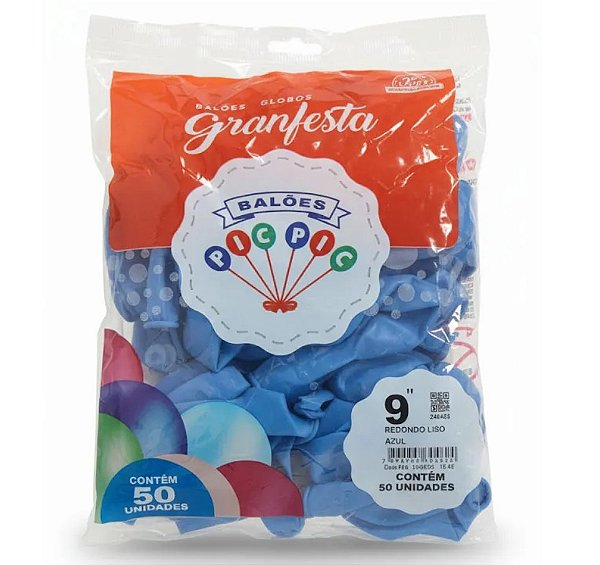 Balão de Látex 9 Polegadas GranFesta Azul com 50 Unidades - PICPIC