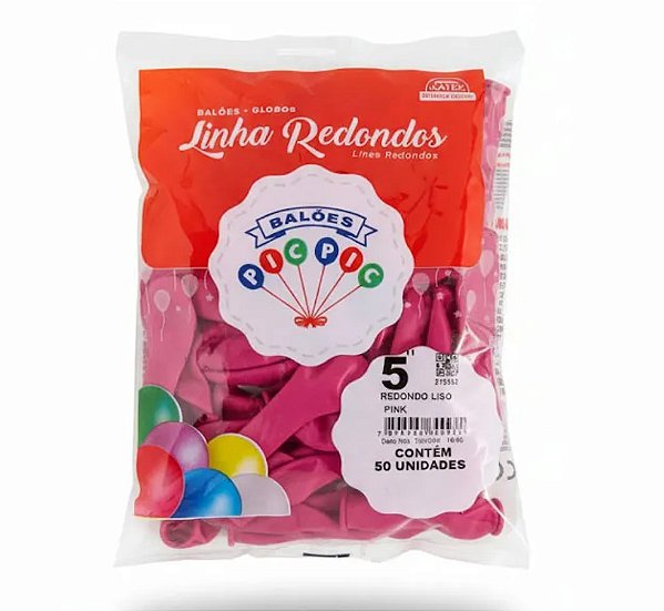 Balão de Látex 5 Polegadas Liso Redondo Pink com 50 Unidades - PICPIC