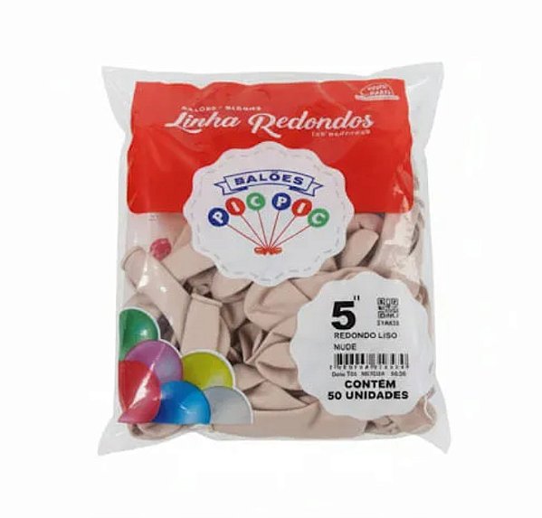 Balão de Látex 5 Polegadas Liso Redondo Nude com 50 Unidades - PICPIC
