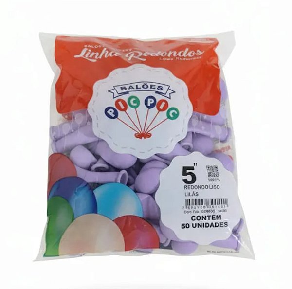 Balão de Látex 5 Polegadas Liso Redondo Lilás com 50 Unidades - PICPIC