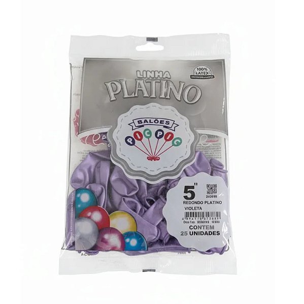 Balão de Látex 5 Polegadas Platino Violeta com 25 Unidades - PICPIC