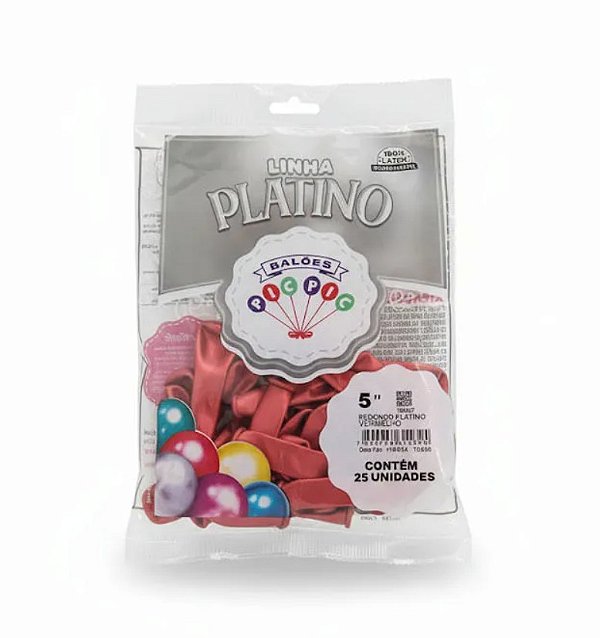 Balão de Látex 5 Polegadas Platino Vermelho com 25 Unidades - PICPIC