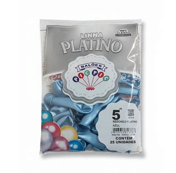 Balão de Látex 5 Polegadas Platino Azul com 25 Unidades - PICPIC