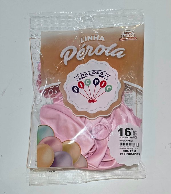 Balão de Látex Perolizado 16 Polegadas Rosa Candy com 12 Unidades - PICPIC