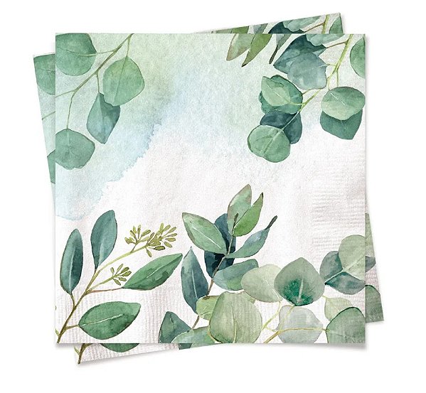 Guardanapo de Papel Decorado Eucalipto 32x5x32,5cm com 20 Un - Ref 19001418 Cromus