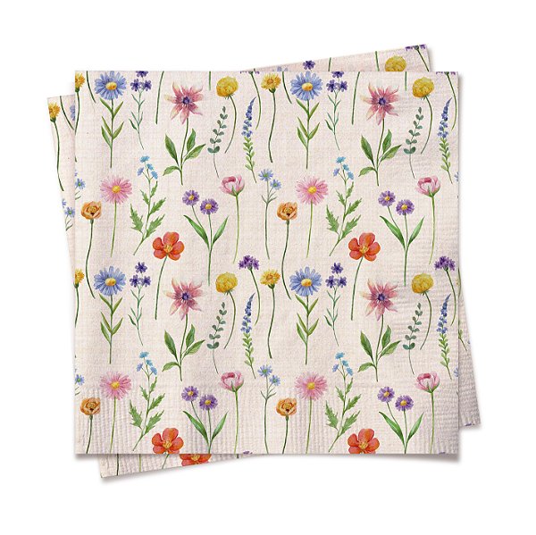 Guardanapo de Papel Decorado Flores 32x5x32,5cm com 20 Un - Ref 19001251 Cromus