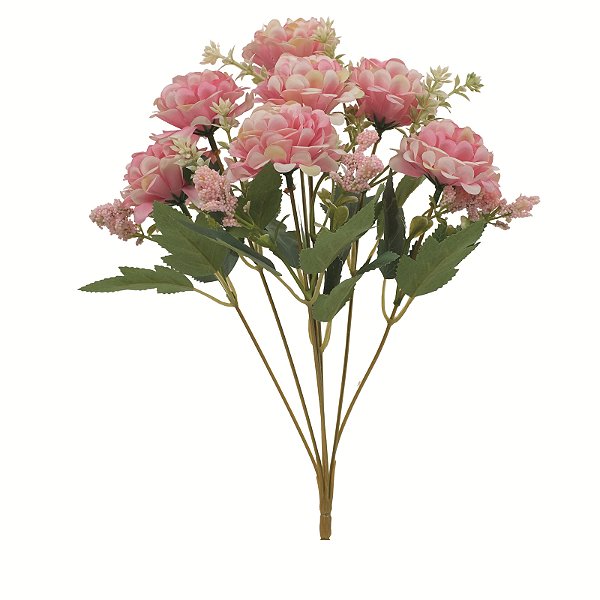 Buque de Flores Mini Crisantemos Rosa com 7 Hastes 34cm - Ref 1093365 Cromus