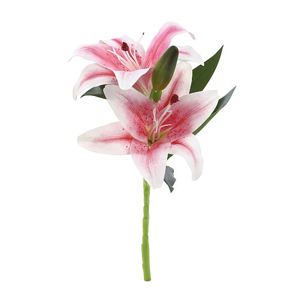 Haste Lirio Rosa Toque Real com 2 Flores 39cm - Ref 1062208 Cromus