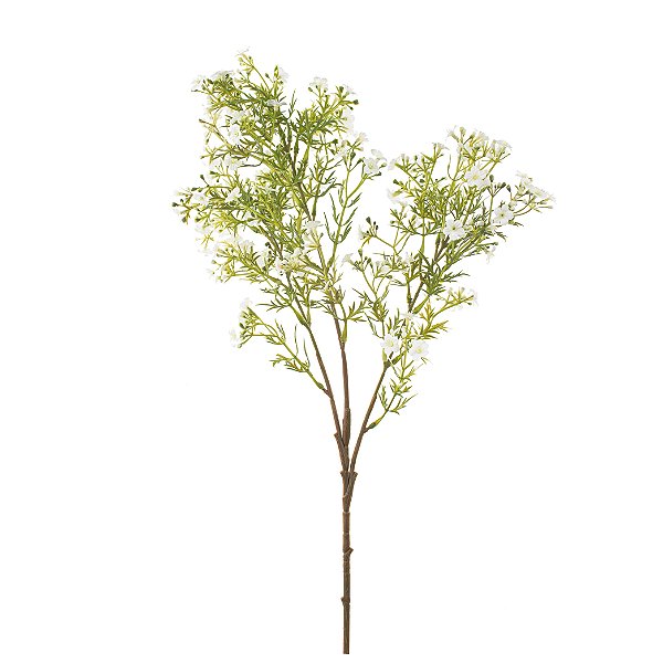 Haste Flor de Ameixa Branca Folhas Verdes 74cm - Ref 1063815 Cromus